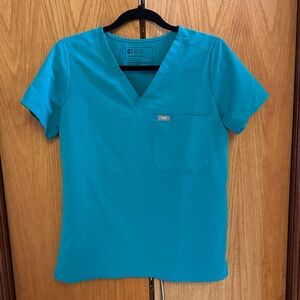 Figs Aqua Blue Scrub Top